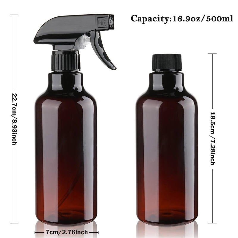 Hethyo Plastic Spray Bottles Empty Spray Bottle 16.9oz/500ml 2 Pack Heavy Duty Spraying Bottles Mist/Stream Water Bottle for Cleaning Solutions, Essential Oils, Hair (Amber) - Image 5